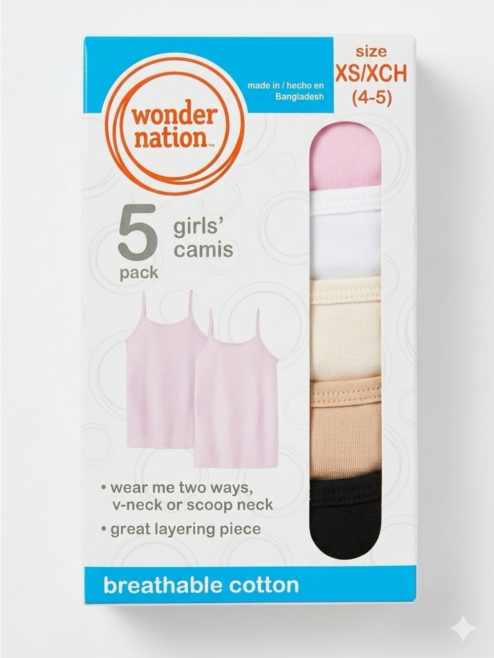 Wonder Nation Girls' Camisoles 5-Pack